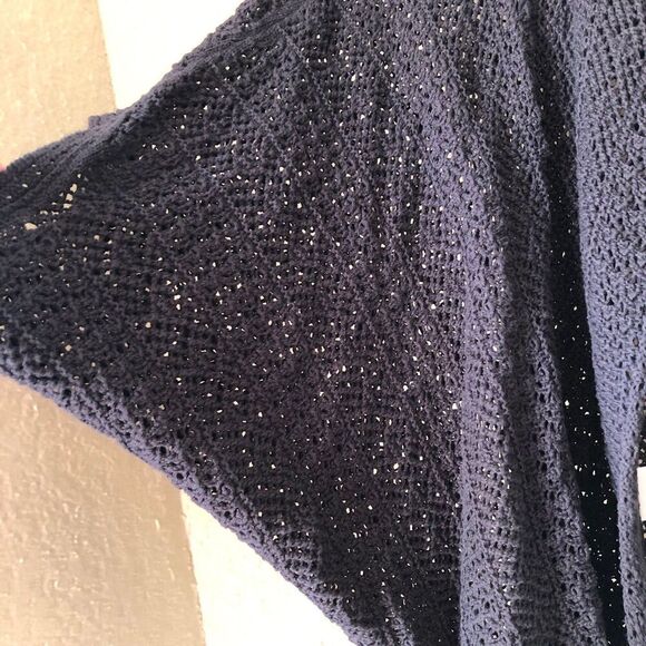 Vtg Route 66 Large Womens Crochet Cropped Black Cardigan Moody Goth 90s Y2K - Picture 4 of 9